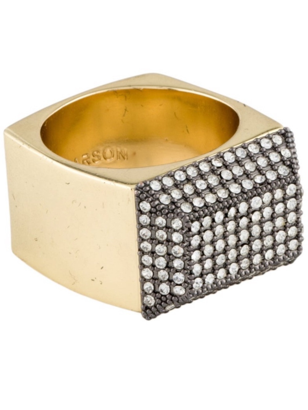Demarson Gold Pavé Crystal Square Ring
